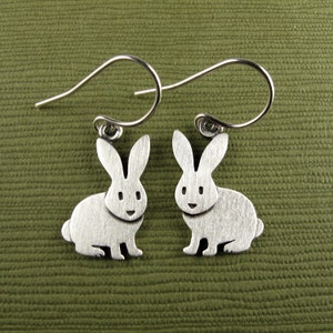 Tiny rabbit earrings - sterling silver