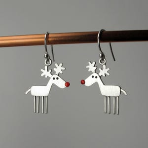 Rudolph mit der roten Nase Ohrringe - Sterling Silber - Handarbeit