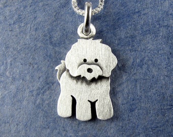 Tiny Bichon Frise pendant / necklace - sterling silver