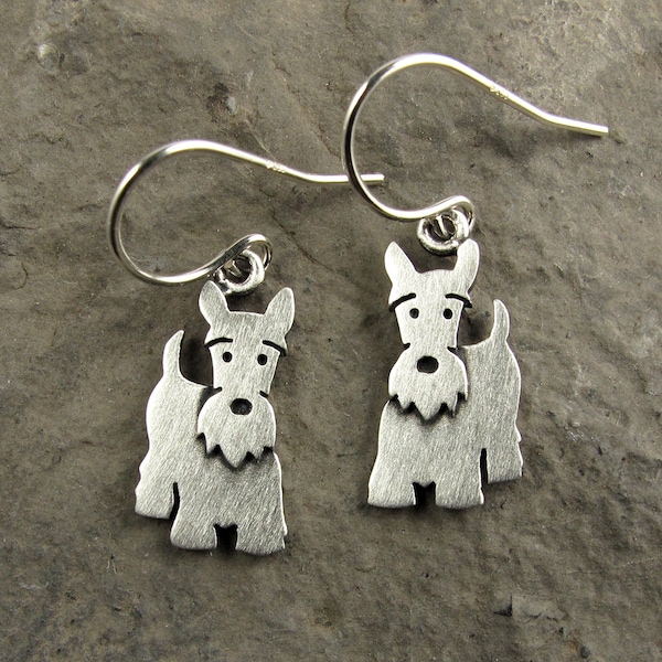 Tiny Scottish Terrier earrings - sterling silver