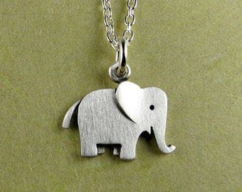 Tiny elephant pendant / necklace - sterling silver