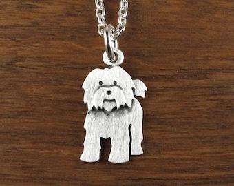 Tiny Tibetan terrier pendant / necklace - sterling silver