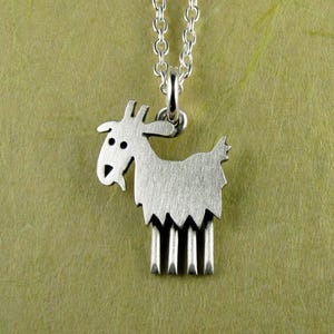 Tiny goat pendant / necklace - sterling silver - handcrafted