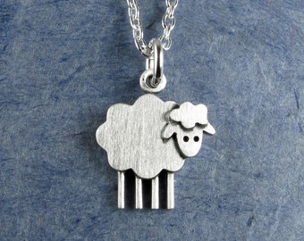 Tiny sheep pendant / necklace - sterling silver