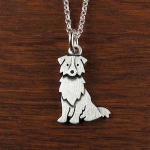 Tiny Australian Shepherd pendant / necklace - sterling silver - handcrafted
