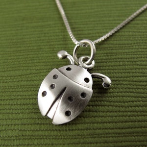 Tiny ladybug pendant / necklace - sterling silver