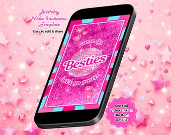Doll Birthday Video Invitation, Fashion Dollhouse, Doll Party Invite, Editable Canva Template (Instant Download)