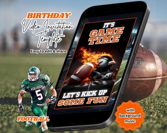 Football Birthday Invitation, Editable Video Template, Football Party invitation, Sports Theme, Football Theme, Party Invite