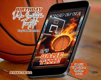 Basketball Birthday Invitation, Editable Video Invitation, Basketball Invitation, Sports Theme, Basketball Party Invitation, Sports Invite
