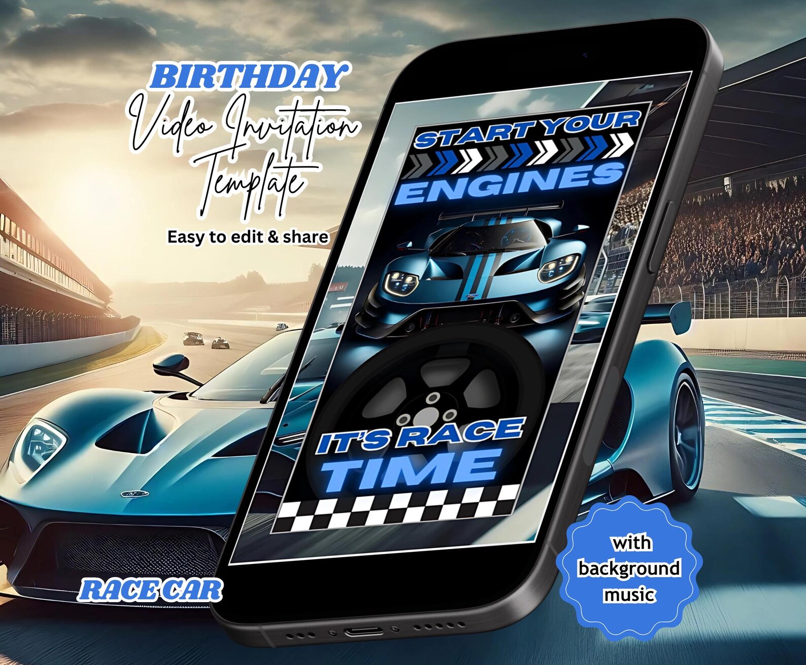 Race Car Birthday Invitation, Race Car Invitation, Race Car Editable ...