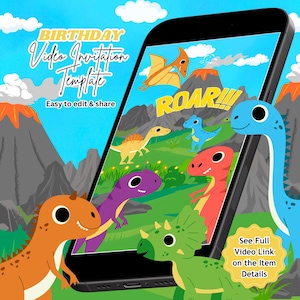 Dinosaur Invitation, Dinosaur Birthday, Dinosaur Party, Dino Birthday Invitation, Dino Themed Party, Video Invitation, Boy Birthday Invite