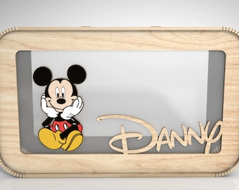Cartoon Mouse Piggy Bank Cut File, Personalised Money Box Svg, Wooden Kids Money Box With Name ,Kids Money Box Svg, Glowforge Svg Files