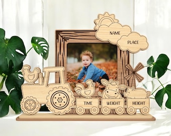 Baby Photo Frame SVG, Newborn Picture Cut File, Personalized Birth Stats Frame, Nursery Decor for Cricut & Glowforge, Baby Shower Gift