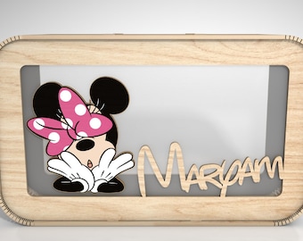 Kids Money Box Svg, Wooden Kids Money Box With Name ,Personalised Cartoon Money Box Svg,Funny Mouse Piggy Bank Cut File,Glowforge Svg Files