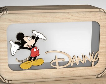 Kids Money Box Svg, Funny Mouse Piggy Bank Cut File,Wooden Kids Money Box With Name ,Personalised Cartoon Money Box Svg,Glowforge Svg Files