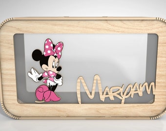 Kids Money Box Svg,Funny Mouse Piggy Bank Cut File,Personalised Cartoon Money Box Svg, Wooden Kids Money Box With Name ,Glowforge Svg Files