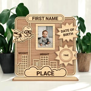 Baby Photo Frame Svg, Baby Picture Frame Laser File, New baby gift Lasercut Digital download