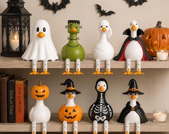 Flexi Halloween Goose Shelf Sitters STL File | Articulated Spooky Goose Decor Bundle | 3MF STL 3D Print File