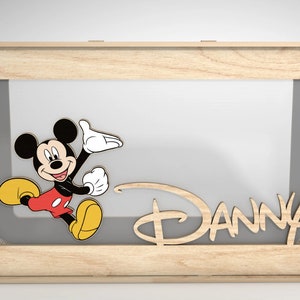 Personalisierte Cartoon Spardose SVG, lustige Maus Sparschwein Cut-Datei, Holz Kinder Spardose mit Namen, Kinder Spardose svg, Glowforge svg-Dateien