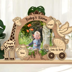 Neugeborenen Fotoschnitt Datei, personalisierte Geburtsdaten Rahmen, Kinderzimmer Dekoration für Cricut & Glowforge, Babypartygeschenk