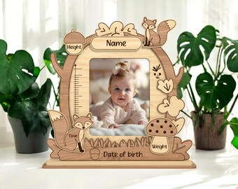 Baby Birth Photo Frame SVG, Baby Picture Frame Laser Cut Files, Child Metrica, Baby announcement SVG New baby gift Lasercut Digital download
