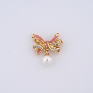 Personalized Shoe Charm Necklace For New Moms - Pink Enamel Bow, .925 Sterling Silver With CZ