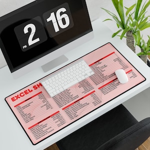 Excel Shortcut Mousepad Red, Excel Desk Mat, Mouse pad, Excel formula, large mouse pad, big mouse pad 31.5&quot;x15.5&quot;, Large Print