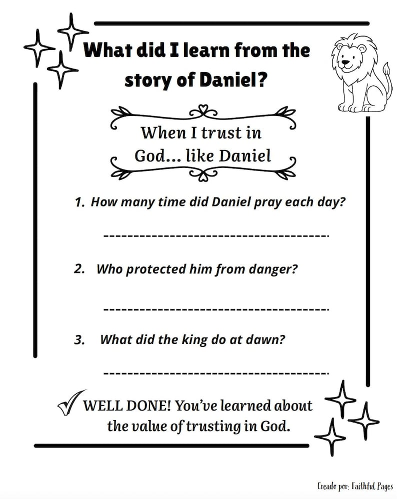 Bible Coloring Pages for Kids | Daniel and the Lions' Den | Christian ...