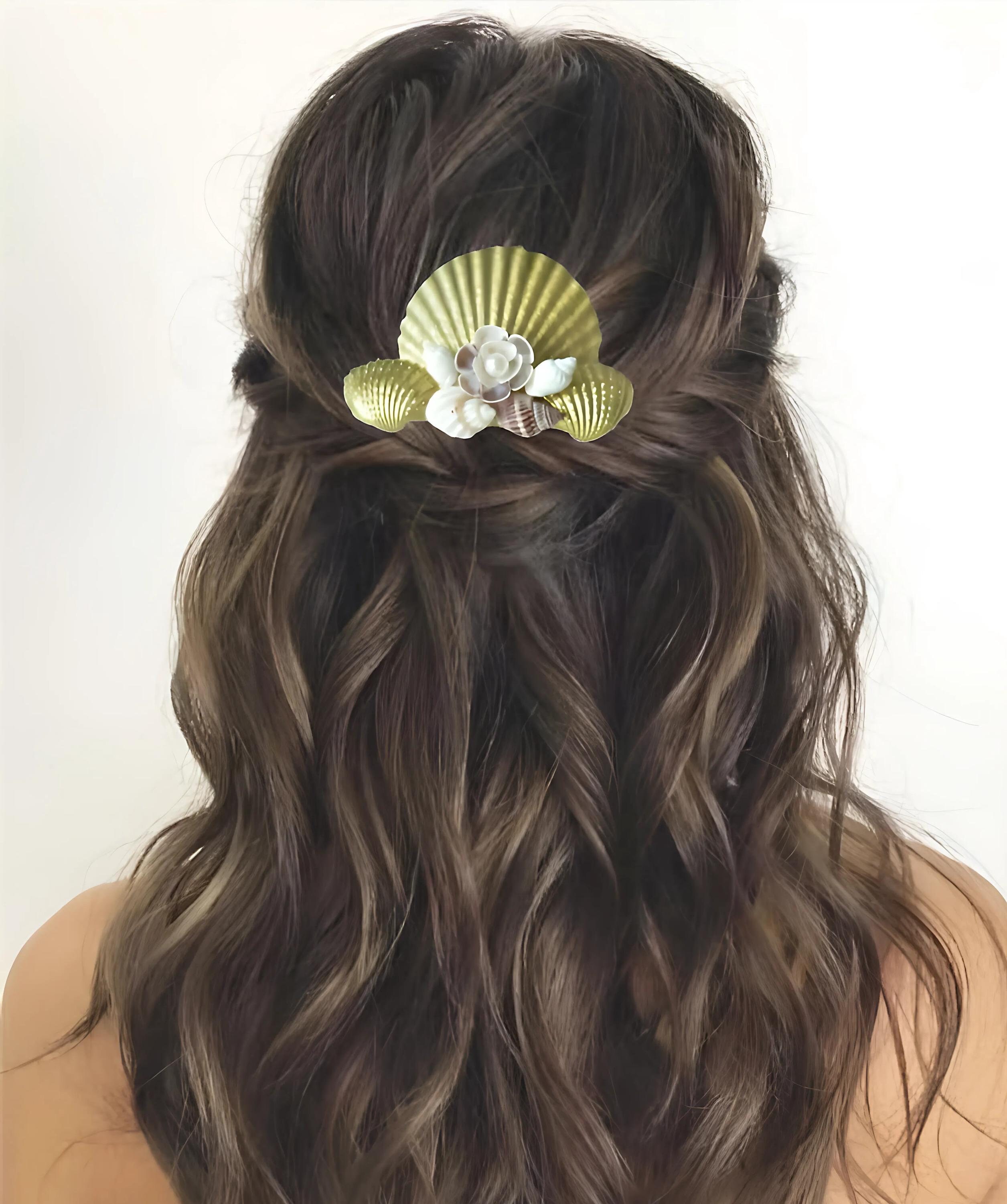 Seashell Comb Seashell Hair Comb, Handcrafted Natural Seashell, Beach Wedding Comb ...