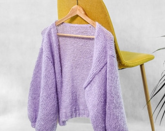 Cardigan en alpaga et mohair - Lilas