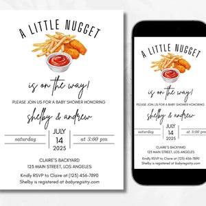 Babypartyeinladung | Kleiner Nugget-Thema | Geschlechtsneutrale Babyparty | Anpassbare Vorlage
