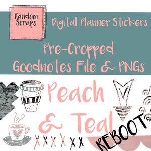 Peach & Teal REBOOT SET 2 Goodnotes Planner Stickers image 1