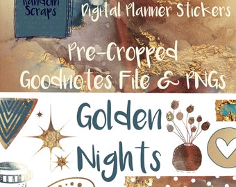 Golden Nights Goodnotes Planner Stickers