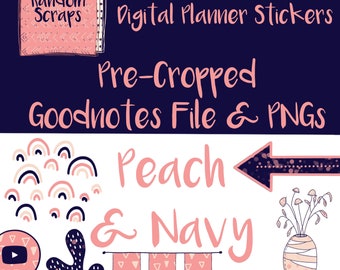 Peach & Navy Goodnotes Planner Stickers