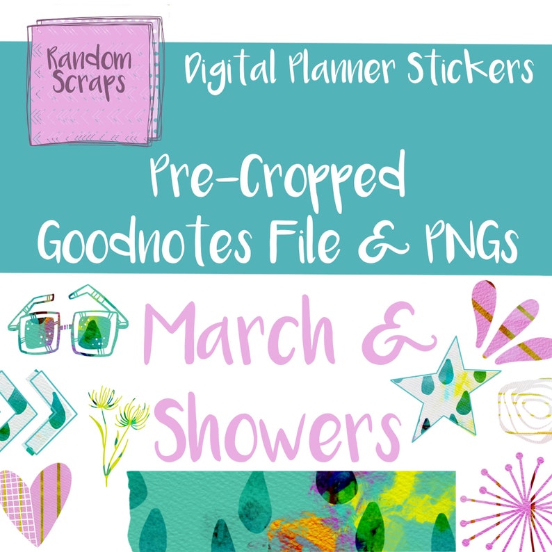 March & Showers Goodnotes Planner Stickers image 1