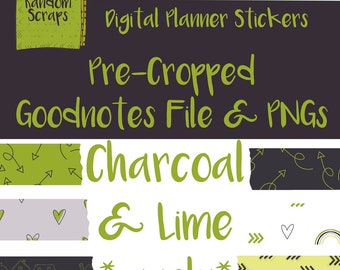 Charcoal & Lime Washi Add On - Goodnotes Planner Stickers