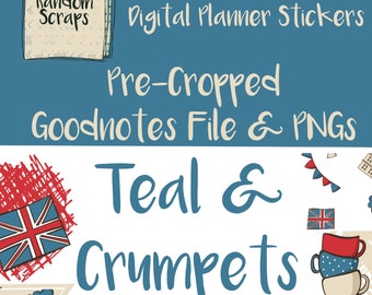 Teal & Crumpets London UK Themed Goodnotes Planner Stickers