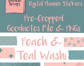 Peach & Teal Washi Add On - Goodnotes Planner Stickers