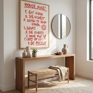 House Rules Wall Art, Family Typography Print, Funny Home Decor, Modern Family Poster