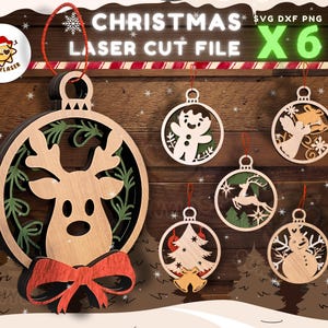 Christmas Balls Ornament SVG bundle 2 Layers ,Laser Cut Files , SVG Laser ,Laser cut file for  Christmas , Christmas Tree ,snow , Digital013
