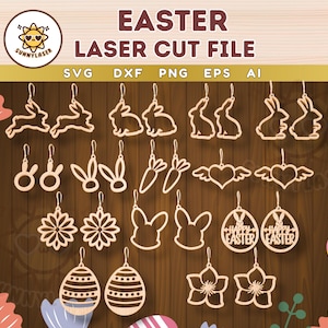 Easter Bunny Bundle Earrings laser cut , Earrings svg ,Laser Cut Files , SVG Laser , Cutting Machine Files , earring for Easter , Digital020