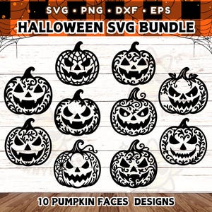 Halloween Pumpkin Bundle Svg| 10 Halloween Designs | Pumpkin Laser Cut Files |  Ghost Designs | Laser Cut Files | Halloween Cricut Cut Files