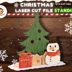 Christmas Ornament Xmas Snowman Laser Cut standing ,Laser Cut Files , SVG Laser ,Laser cut file for Christmas for 3mm ,Digital16