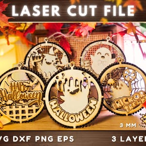 Bundle Halloween SVG bundle 3 Layers Ornament Laser Cut Files , SVG Laser , Laser Cut File , Cutting Machine Files , Digital Download 002