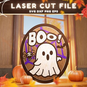 Bundle Halloween SVG 4 Layers Sign SVG Bundle Cut Files , Boo Ghost , Laser Cut File , Cutting Machine Files , Halloween Decor 006