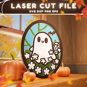 Bundle Halloween SVG 4 Layers Sign SVG Bundle Cut Files , Boo Ghost , Laser Cut File , Cutting Machine Files , Halloween Decor 004