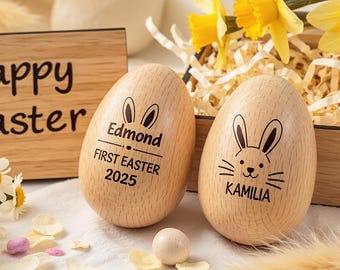 Personalized Wooden Easter Egg – Engraved Keepsake, Baby's First Easter