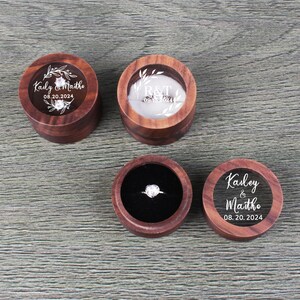 Custom Engraved Wooden Round Ring Box With Clear Lid Single & Double ...