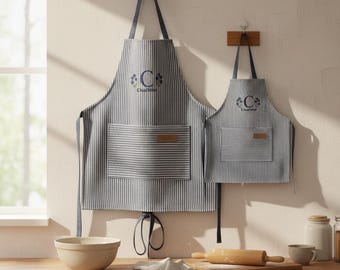 Personalized Embroidered Apron, Custom Name Kitchen,BBQ Apron with Pockets, Cooking Apron for Adult/Child,Thoughtful Hostess Gift.