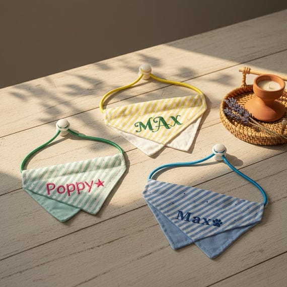 Custom Pet Bandana with Name | Embroidered Dog Scarf | Personalized Puppy Bandana | Cute Cat Bandana | Pet Birthday Gift.
